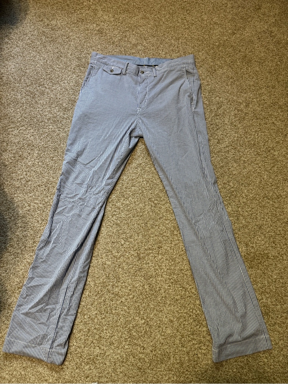 Ralph Lauren Blue and White Striped Seersucker Pants